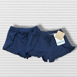 Mayoral Navy Ruffle Shorts Set 6M Baby Girls Soft Cotton Lounge Bundle School